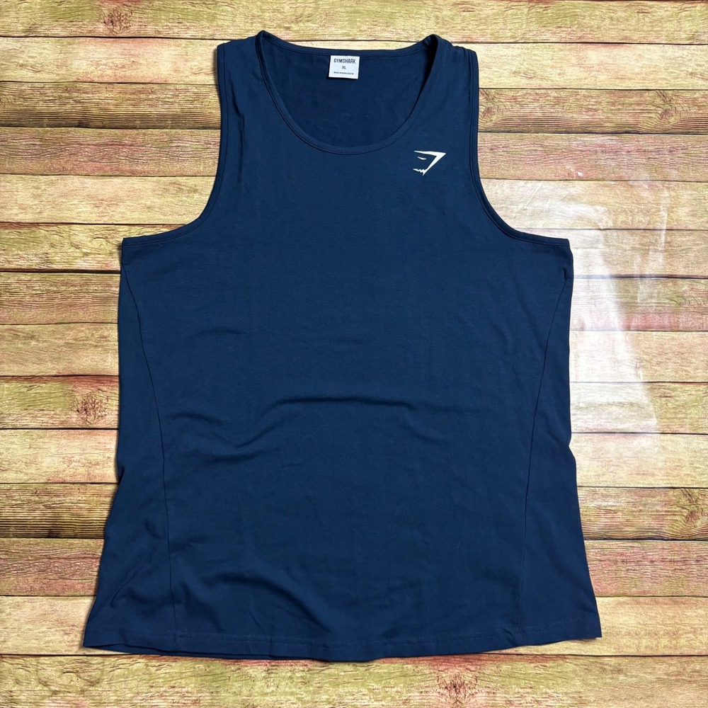 Gymshark Mens Tank Top XL Navy Blue Sleeveless Athletic Workout Shirt A2A1E
